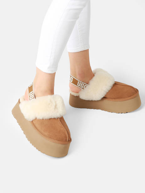 Mules Avec Brides Funkette En Cuir Ugg Marron accessoires 1113474 vue secondaire 2