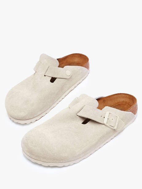 Slippers Boston In Leather Birkenstock Beige women 1024740 other view 1