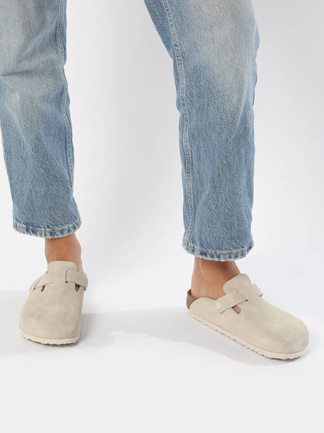 Slippers Boston In Leather Birkenstock Beige women 1024740 other view 2