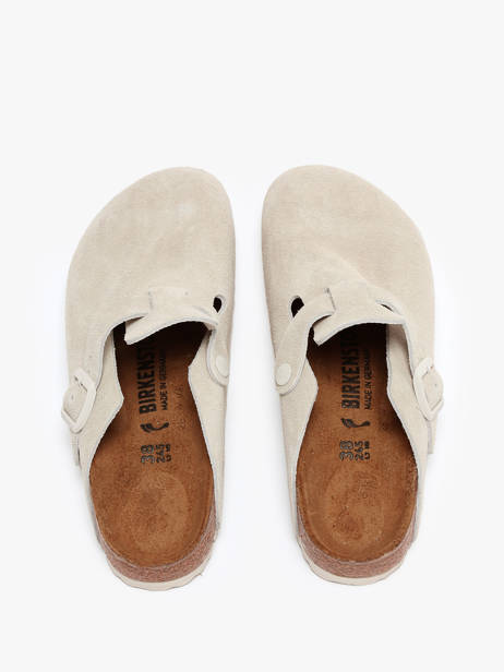 Slippers Boston In Leather Birkenstock Beige women 1024740 other view 3
