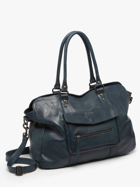 A4 Size Shoulder Bag Cow Leather Basilic pepper Blue cow BCOW78 other view 2