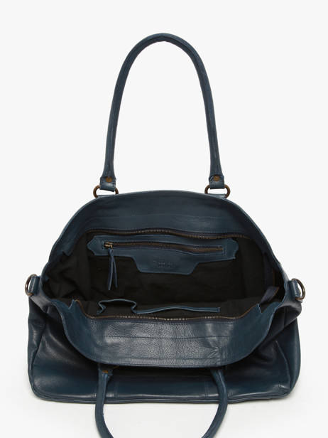 A4 Size Shoulder Bag Cow Leather Basilic pepper Blue cow BCOW78 other view 3