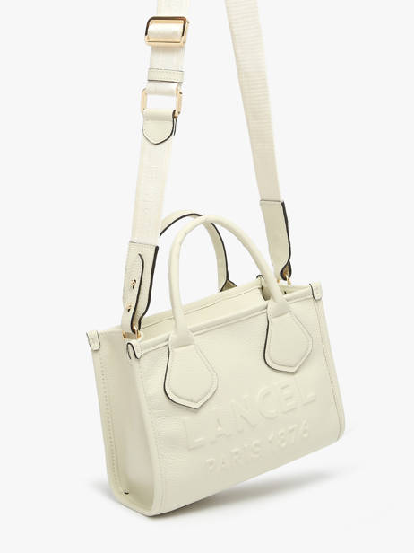 Small Leather Jour Tote Bag Lancel Beige jour A12995 other view 2
