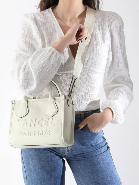 Small Leather Jour Tote Bag Lancel Beige jour A12995 other view 1