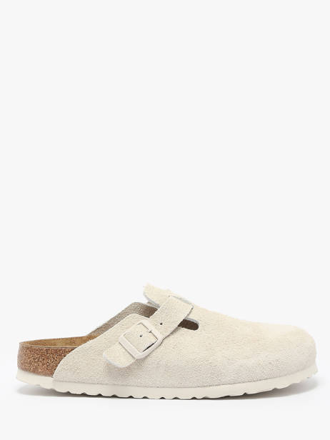 Slippers Boston In Leather Birkenstock Beige women 1027693
