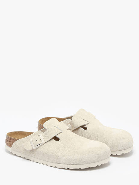 Slippers Boston In Leather Birkenstock Beige women 1027693 other view 1