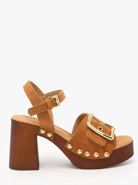 Heeled Sandals Sagonne In Leather Coco abricot Brown women V3123C