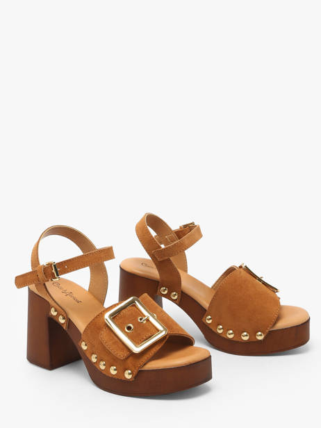 Heeled Sandals Sagonne In Leather Coco abricot Brown women V3123C other view 1