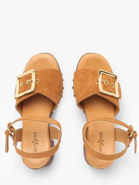 Heeled Sandals Sagonne In Leather Coco abricot Brown women V3123C other view 3