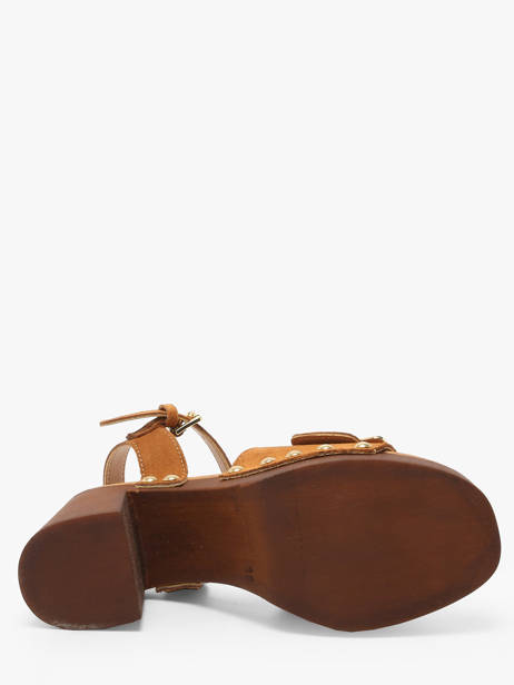 Heeled Sandals Sagonne In Leather Coco abricot Brown women V3123C other view 4