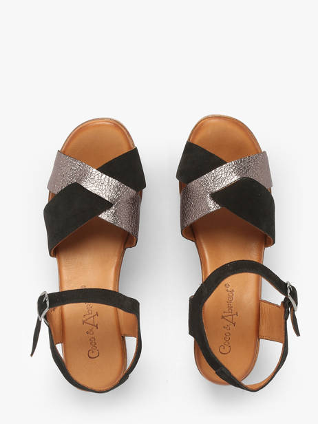 Heeled Sandals Musieges In Leather Coco abricot Black women V3081P other view 3