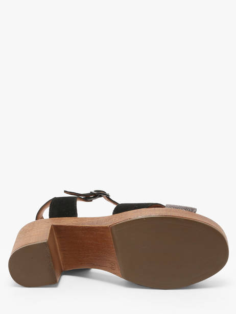 Heeled Sandals Musieges In Leather Coco abricot Black women V3081P other view 4