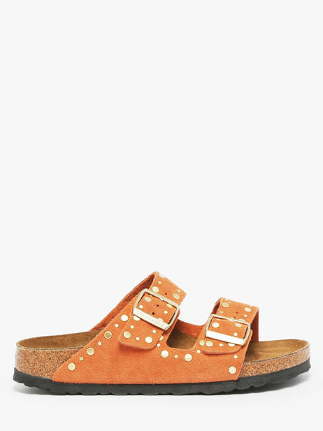 Slippers Arizona Rivet In Leather Birkenstock Orange women 1029513