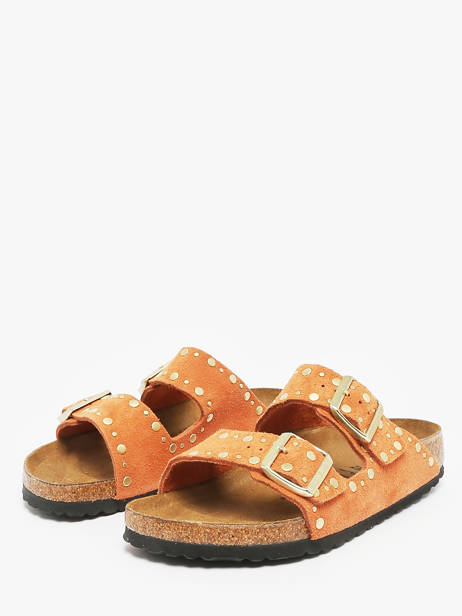 Slippers Arizona Rivet In Leather Birkenstock Orange women 1029513 other view 1