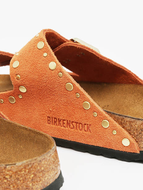 Slippers Arizona Rivet In Leather Birkenstock Orange women 1029513 other view 2