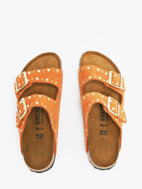 Slippers Arizona Rivet In Leather Birkenstock Orange women 1029513 other view 3