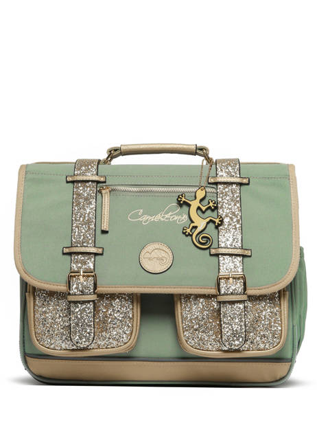 Satchel For Kids 2 Compartments Cameleon Green vintage fantasy CA38 other view 7