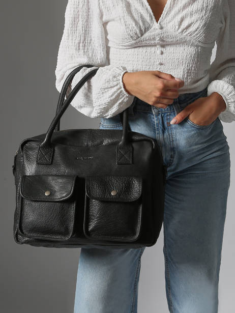 Sac Le Dandy A4 Cuir Paul marius Noir vintage S vue secondaire 1