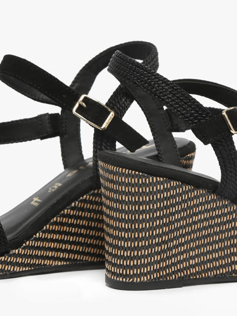 Sandales Talon Compensé En Cuir Tamaris Noir accessoires 44 vue secondaire 2