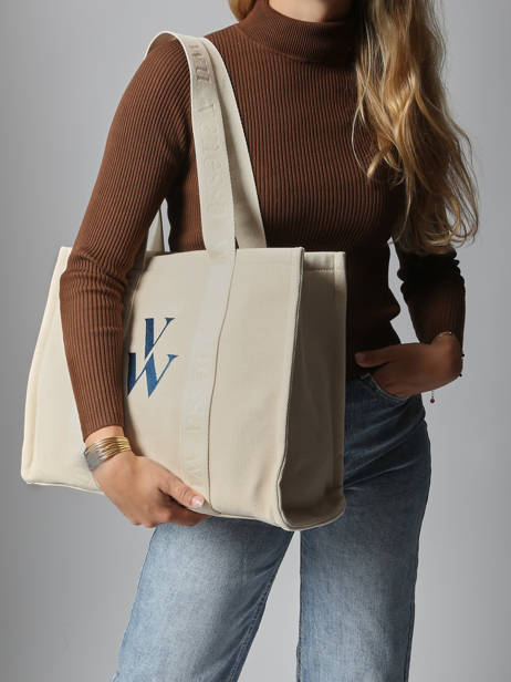 Sac Porté épaule Cabas Coton Vanessa wu Beige cabas MA0135 vue secondaire 1