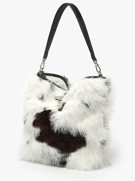 Longchamp Roseau toile fourrure Besaces Blanc