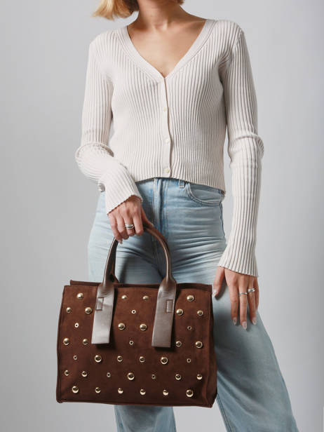 Sac Porté Main A4 Stud David jones Marron stud CM7868 vue secondaire 1