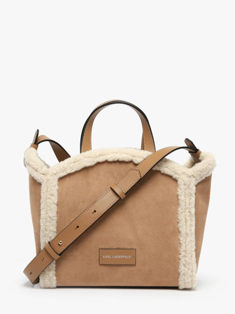 Sac Porté Main K Circle Shearling Cuir Karl lagerfeld Marron k circle A4W30087 vue secondaire 3