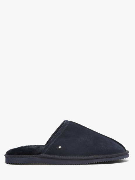 Slippers In Leather Isotoner Blue men 98169 other view 3