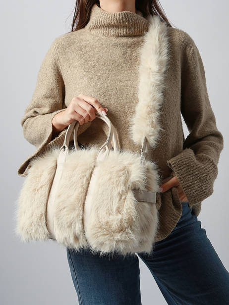 Satchel Fur Miniprix Beige fur A473 other view 1