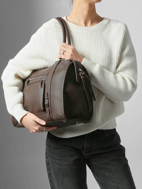 A4 Size Shoulder Bag Grained Miniprix Brown grained F8533 other view 1