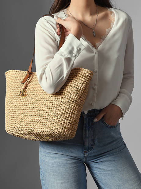Raffia Lainey Tote Bag With Leather Straps Lauren ralph lauren Beige lainey 31982179 other view 1