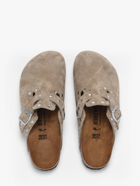 Slippers Boston Rivet In Leather Birkenstock Brown women 1030418 other view 3