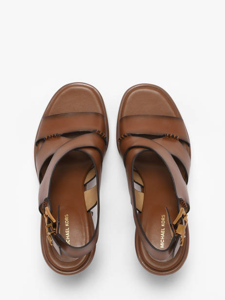 Heeled Sandals In Leather Michael kors Brown women VHS3L230 other view 3