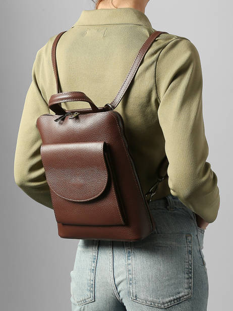Shoulder Strap Backpack Leather Milano Brown caviar CA240615 other view 1