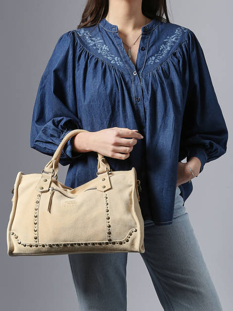 Handbag Houston A4 Leather Basilic pepper Beige houston BHOU22 other view 1