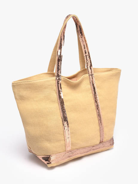 Medium Zipped Le Cabas Tote Bag Linen Sequins Vanessa bruno Yellow cabas lin 31V40378 other view 2