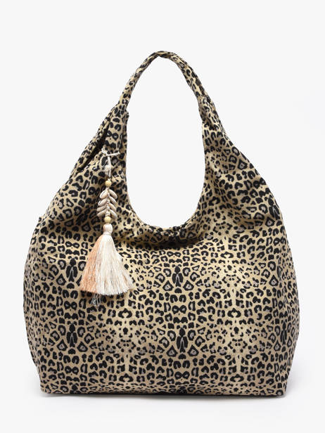 Shoulder Bag Leopard Cotton Miniprix Beige leopard L