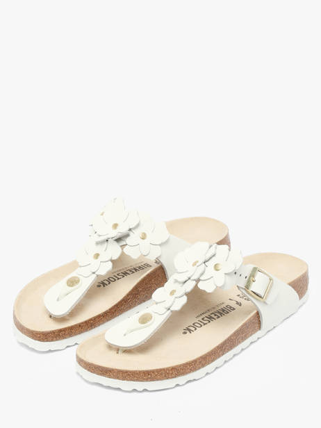 Slippers Gizeh Flower In Leather Birkenstock White women 1026735 other view 1