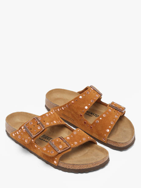 Slippers Arizona Rivet In Leather Birkenstock Brown women 1031731 other view 1