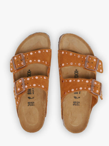 Slippers Arizona Rivet In Leather Birkenstock Brown women 1031731 other view 3