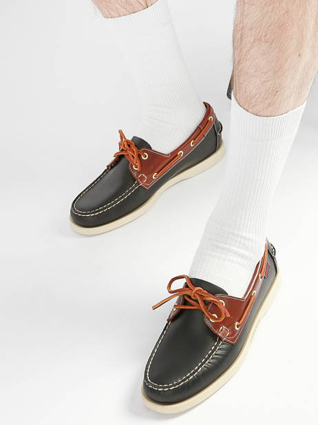 Boat Shoes In Leather Sebago Black men 7111M7W other view 1