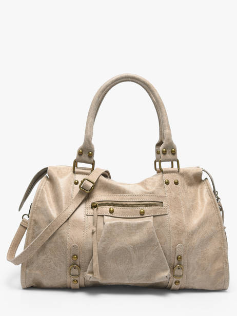 A4 Size Shoulder Bag Spazzolato Leather Milano Beige spazzolato SP24095