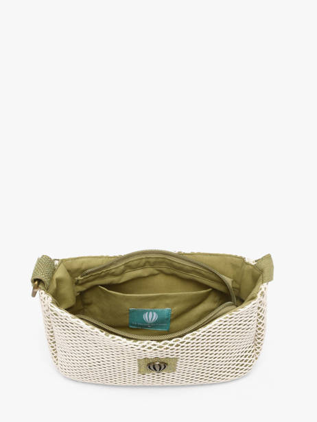 Shoulder Bag Resille Cotton Le voyage en panier Green resille PM942 other view 3