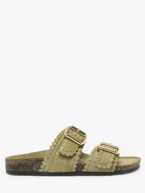 Slippers With Straps In Leather Semerdjian Green women ARIANNA