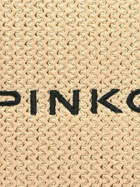 Raffia Logo Clutch Bag Pinko Beige logo shopper 6718A39Y other view 3