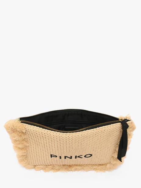 Raffia Logo Clutch Bag Pinko Beige logo shopper 6718A39Y other view 4