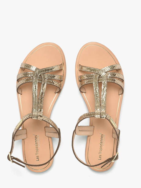 Flip Flops In Leather Les tropeziennes Gold women HAMELIE other view 3
