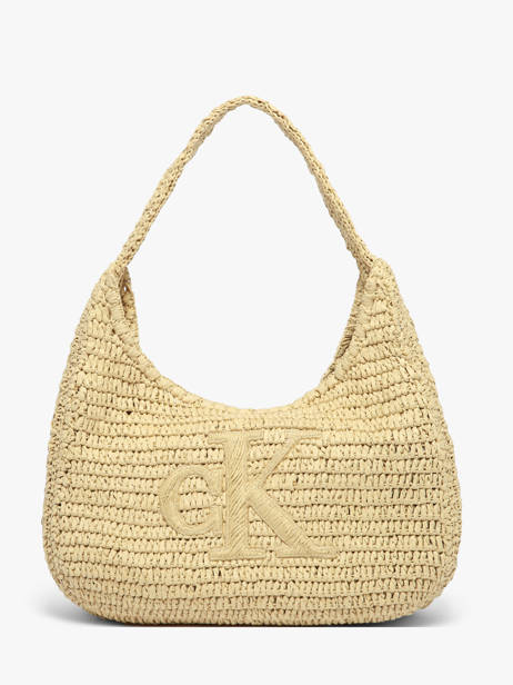 Shoulder Bag Bold Monogram Straw Calvin klein jeans Beige bold monogram 4F3448G