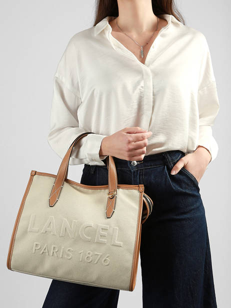 Medium Jour Satchel Canvas And Leather Lancel Beige jour A14027 other view 1
