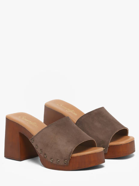 Heeled Slippers In Leather Semerdjian Brown women LAILA other view 1